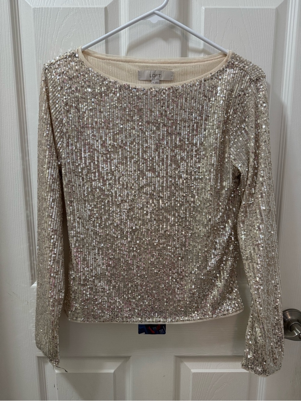 LOFT Sequin Long Sleeve Tee M - Picture 3 of 8